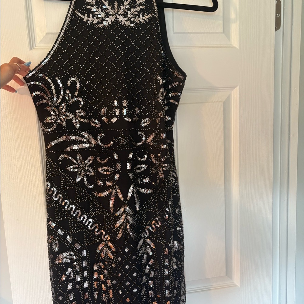 Elegant Black and Silver Women's Dress